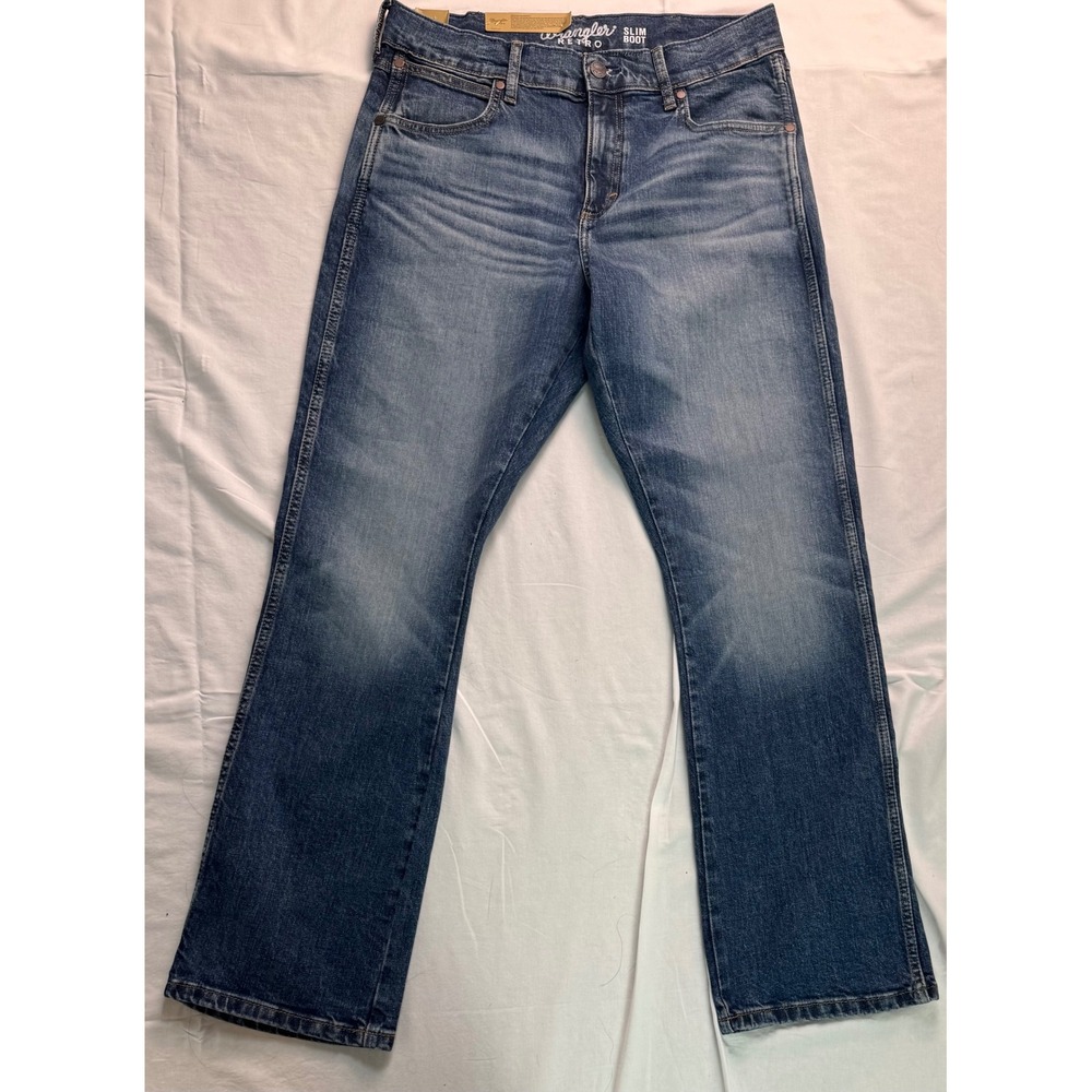 Wrangler Retro Slim Boot Jeans Mens 33x32 Medium Wash Western Denim - Picture 6 of 16